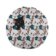 Seamless-cute-cat-pattern-vector Standard 15  Premium Flano Round Cushions by Sobalvarro