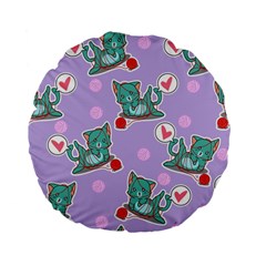 Playing Cats Standard 15  Premium Flano Round Cushions by Sobalvarro