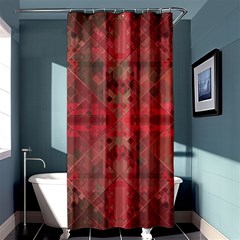 Indian Red Color Geometric Diamonds Shower Curtain 36  X 72  (stall)  by SpinnyChairDesigns