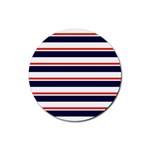 Red With Blue Stripes Rubber Coaster (Round)  Front