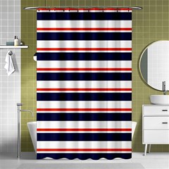 Red With Blue Stripes Shower Curtain 48  X 72  (small)  by tmsartbazaar