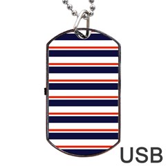 Red With Blue Stripes Dog Tag Usb Flash (one Side) by tmsartbazaar