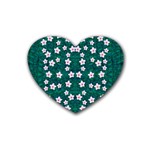 Porcelain Flowers  On Leaves Rubber Coaster (Heart)  Front