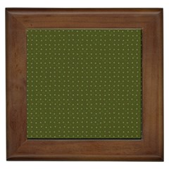 Army Green Color Polka Dots Framed Tile by SpinnyChairDesigns