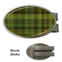 Army Green Color Plaid Money Clips (oval)  by SpinnyChairDesigns