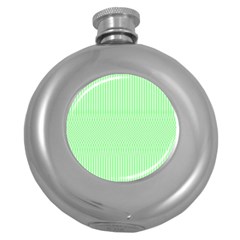 Mint Green White Stripes Round Hip Flask (5 Oz) by SpinnyChairDesigns