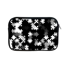 Black And White Jigsaw Puzzle Pattern Apple Ipad Mini Zipper Cases by SpinnyChairDesigns