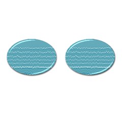 Boho Teal Stripes Cufflinks (oval) by SpinnyChairDesigns