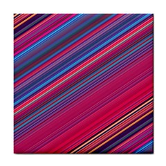 Boho Pink Blue Stripes Tile Coaster by SpinnyChairDesigns