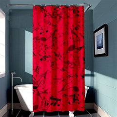 Scarlet Red Music Notes Shower Curtain 36  X 72  (stall)  by SpinnyChairDesigns