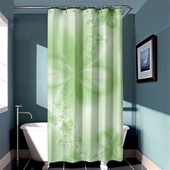 Tea Green Floral Print Shower Curtain 36  X 72  (stall)  by SpinnyChairDesigns