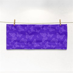 Violet Purple Butterfly Print Hand Towel by SpinnyChairDesigns