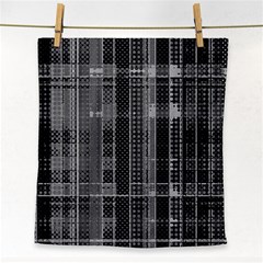 Black Punk Plaid Face Towel by SpinnyChairDesigns