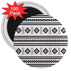 Black And White Aztec 3  Magnets (100 Pack) by tmsartbazaar