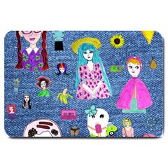 Blue Denim And Drawings Large Doormat  by snowwhitegirl