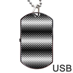 Geometrical Blocks, Rhombus Black And White Pattern Dog Tag Usb Flash (one Side) by Casemiro