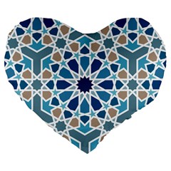 Arabic Geometric Design Pattern  Large 19  Premium Heart Shape Cushions by LoolyElzayat