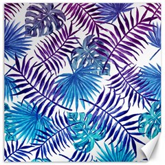 Blue Tropical Leaves Canvas 12  X 12  by goljakoff