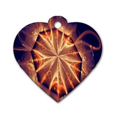 Sun Fractal Dog Tag Heart (two Sides) by Sparkle