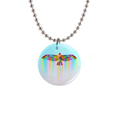 Rainbow Bird 1  Button Necklace by Sparkle