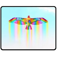 Rainbow Bird Double Sided Fleece Blanket (medium)  by Sparkle