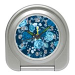 Blue Floral Print  Travel Alarm Clock Front