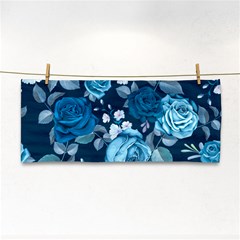 Blue Floral Print  Hand Towel by designsbymallika