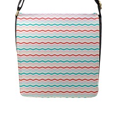 Aqua Coral Waves Flap Closure Messenger Bag (l) by CuteKingdom