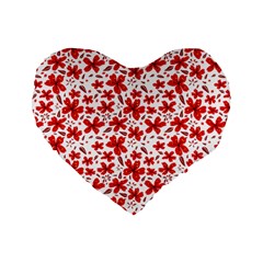 Red Flowers Standard 16  Premium Heart Shape Cushions by CuteKingdom