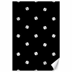 Black And White Baseball Motif Pattern Canvas 12  X 18  by dflcprintsclothing