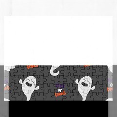 Halloween Ghost Trick Or Treat Seamless Repeat Pattern Rectangular Jigsaw Puzzl by KentuckyClothing