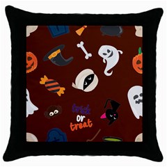 Halloween Seamless Repeat Pattern Throw Pillow Case (black) by KentuckyClothing