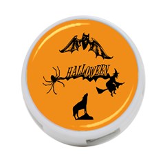 Happy Halloween Scary Funny Spooky Logo Witch On Broom Broomstick Spider Wolf Bat Black 8888 Black A 4-port Usb Hub (one Side) by HalloweenParty