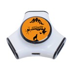 Happy Halloween Scary Funny Spooky Logo Witch On Broom Broomstick Spider Wolf Bat Black 8888 Black A 3-Port USB Hub Front