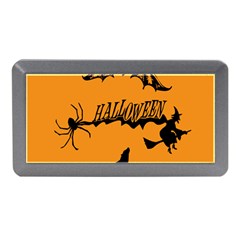 Happy Halloween Scary Funny Spooky Logo Witch On Broom Broomstick Spider Wolf Bat Black 8888 Black A Memory Card Reader (mini) by HalloweenParty