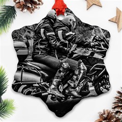 Motorcycle Riders At Highway Ornament (snowflake) by dflcprintsclothing