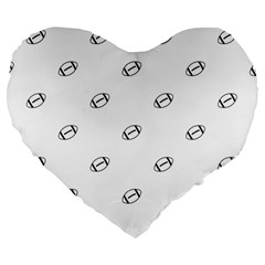 American Football Ball Motif Print Pattern Large 19  Premium Flano Heart Shape Cushions by dflcprintsclothing