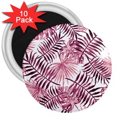 Pink Leaves 3  Magnets (10 Pack)  by goljakoff