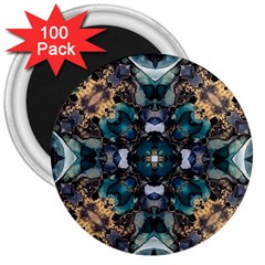 Teal And Gold 3  Magnets (100 Pack) by Dazzleway