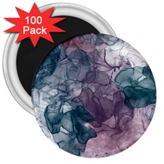 Teal And Purple Alcohol Ink 3  Magnets (100 Pack) by Dazzleway