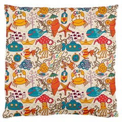 Sea Creatures Large Flano Cushion Case (two Sides) by goljakoff