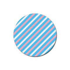 Transgender Pride Diagonal Stripes Pattern Rubber Coaster (round)  by VernenInk