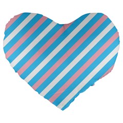 Transgender Pride Diagonal Stripes Pattern Large 19  Premium Heart Shape Cushions by VernenInk