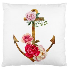 Flowers Anchor Large Flano Cushion Case (two Sides) by goljakoff