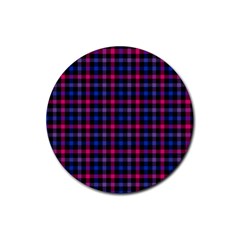 Bisexual Pride Checkered Plaid Rubber Coaster (round)  by VernenInk