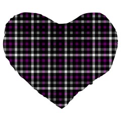 Asexual Pride Checkered Plaid Large 19  Premium Flano Heart Shape Cushions by VernenInk