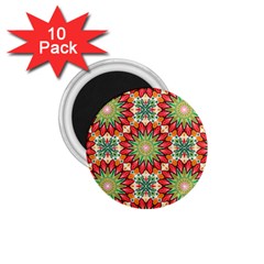 Red Green Floral Pattern 1 75  Magnets (10 Pack)  by designsbymallika