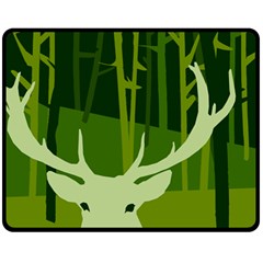 Forest Deer Tree Green Nature Double Sided Fleece Blanket (medium)  by HermanTelo