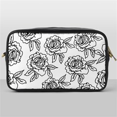 Line Art Black And White Rose Toiletries Bag (one Side) by MintanArt