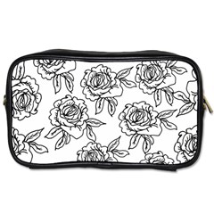 Line Art Black And White Rose Toiletries Bag (two Sides) by MintanArt